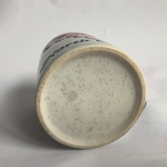 Vintage North Carolina Blue Speckled Coffee Mug Pink Dogwood Flowers Ceramic - Picture 6 of 6